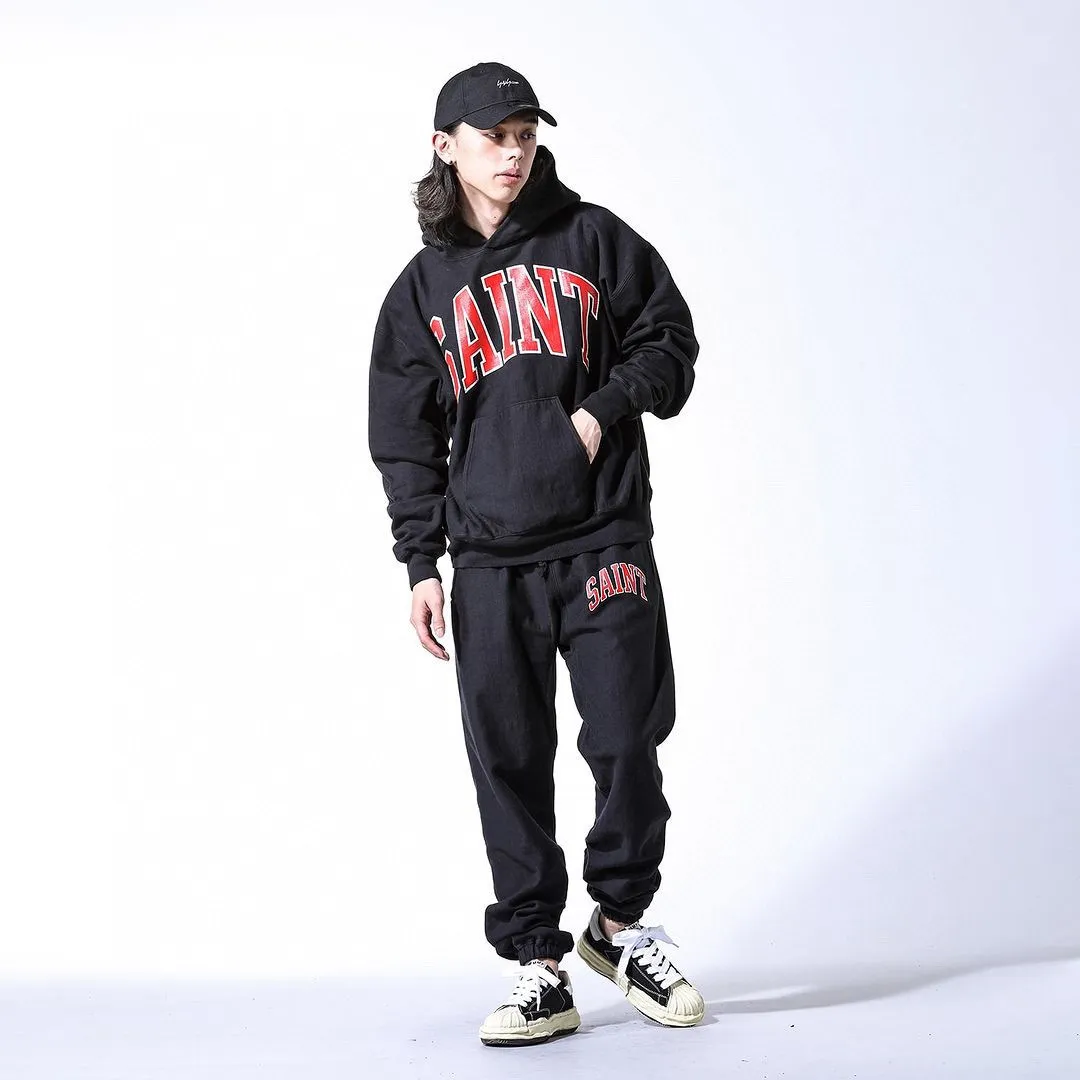 SAINT MICHAEL ARCH SAINT SET PANTS/BLACK The latest SAINT LOGO sweatpants, washed black/gray gray S-XL, custom woven and dyed, black surface and gray bottom fabric, same as the original version, original level straight cracking pulp, original cut and loose fit